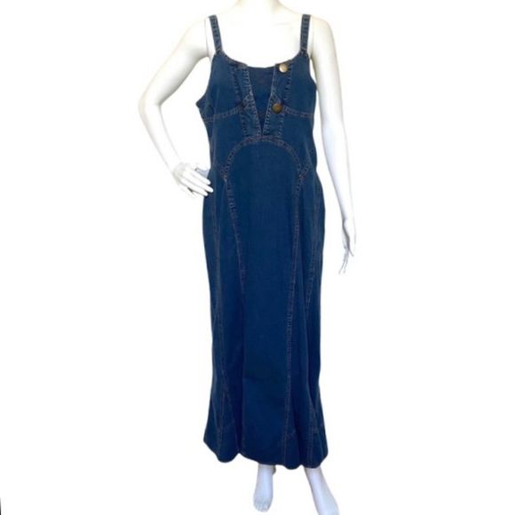 Vintage Dresses & Skirts - Vintage Metrostyle Retro Denim Sundress with Gored Hemline Sz 14